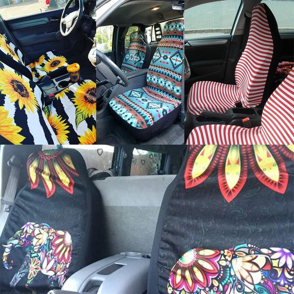 Dreaweet Navajo Print Car Seat Covers for Men Women Southwest Pattern Front Seat Protector Cover Full Set of 2pc Universal Size for Car, Truck or
