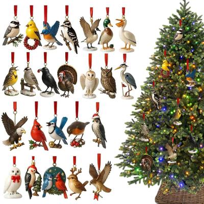 Christmas 2D Acrylic Bird Pendant Advent Calendar 24 Days Bluebirds Countdown Calendar Xmas Tree Cute Animal Ornament Xmas Gifts