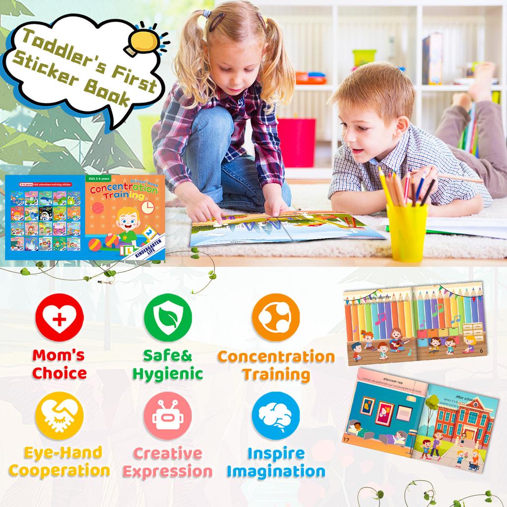 Happy Kindergarten Sticker Book No Trace No Glue Children'S Cognitive Learning Sticker Toy Quiet Book