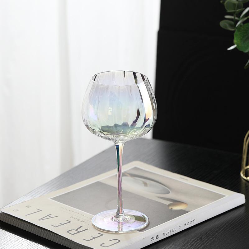 1/2PCS Light Luxury Creative Prism Colorful Red Wine Glass Household Goblet Electroplated Crystal Glass Wine Glass Wine Set