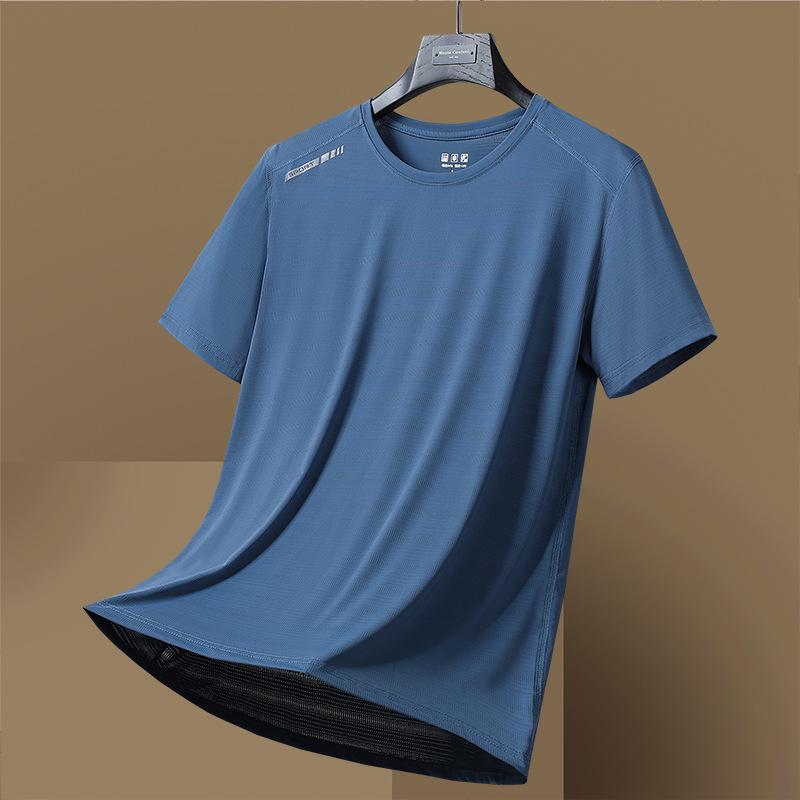 Unisex Summer Quick-Dry Ice Silk Sports T-Shirt - Breathable, Casual, Round Neck, Short Sleeve.