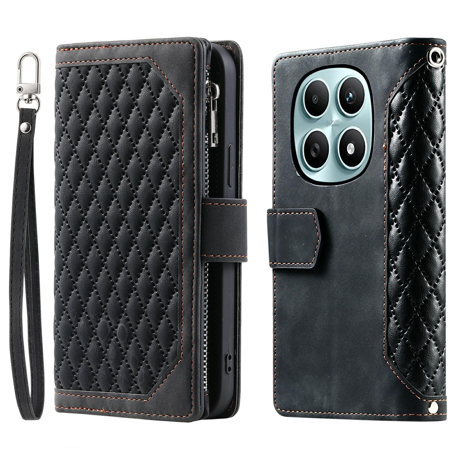 

Для Xiaomi Poco M8 5G/Redmi Note 15 5G (Глобальний) Чохол-гаманець з ромбоподібною прострочкою, ПУ шкіра, чохол для телефону з ремінцем на зап ясті