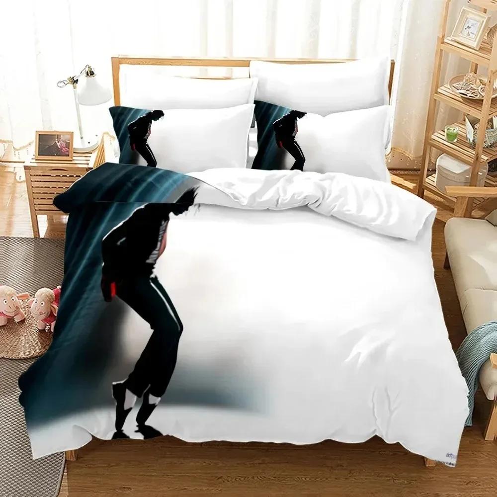 3D-gedrucktes Michael Jackson Bettwäsche-Set für Jungen und Mädchen, Einzel- und Doppelbettgröße, Bettbezug, Kissenbezug, Bett für Kinder und Erwachsene, Heimtextilien