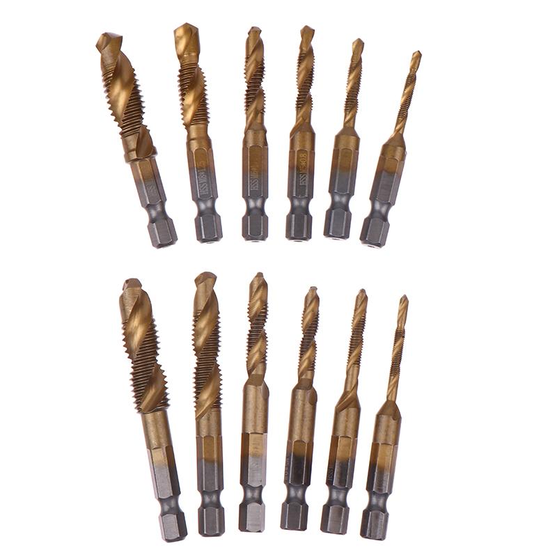 Sturdy and Durable 6Pcs Hex Shank HSS Compound Tap Drill Bits.