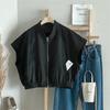 New Arrivals Open Run Women Henry Neck Short Sleeve Zip Up Vest