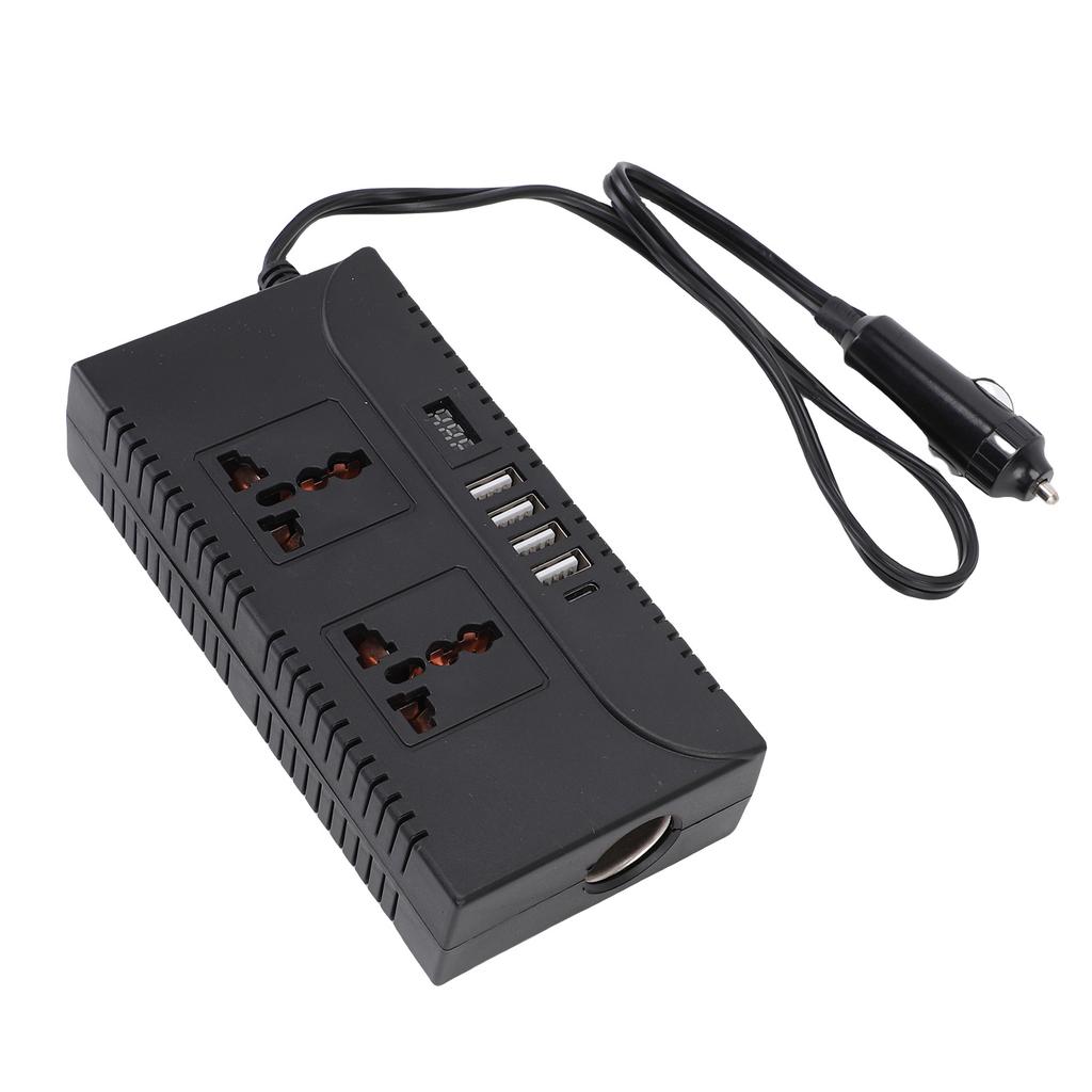 Car Inverter DC12V 24V To AC220V 110V 150W with Digital Display 2 Sockets 5 USB Ports 1 Cigar Socket PD 25W QC 20W Fast