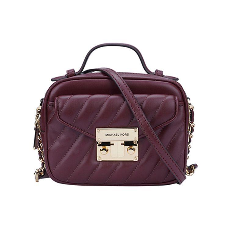 Michael Kors Box Series MK Rose Chain Stitch Flap Retro Letter Minimalist Commuter Leather Camera Crossbody Shoulder Bag Tote Small 35F1GXOC5U-MERLOT Basic Set BagDust Bag 21550₽