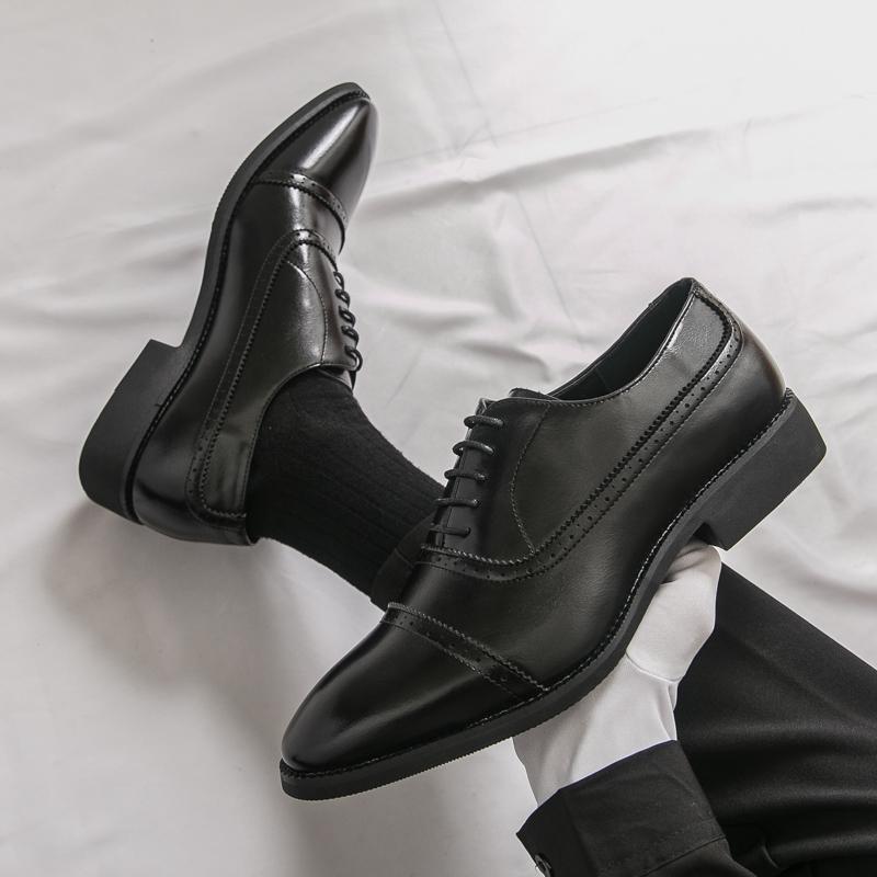 Men Oxfords Dress Brogues Derbys Brown Formal Business Black Patent Leather Shoes Tuxedo Wedding Shoes Over Sized