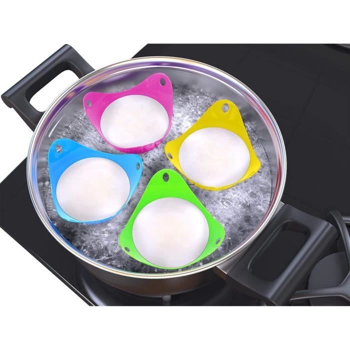Silicone Egg Poachers,4 Pcs Silicone Egg Poachers,Poached Egg Steamer,(green, Blue, Red, Orange)