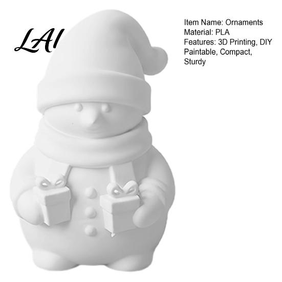 Cute Snowman Sculptures 3D Printed Figurine Holding Gift Boxes DIY Paintable Christmas Holiday Home Window Accents Ornament Winter Desktop
