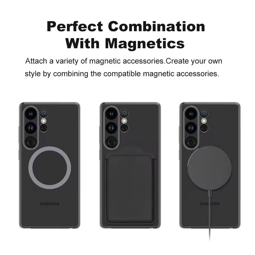 Husa magnetica transparenta originala Samsung Galaxy S25 Ultra S25+ S25 Plus S25 cu carcasa de protectie pentru incarcator Qi2 compatibila cu magnet