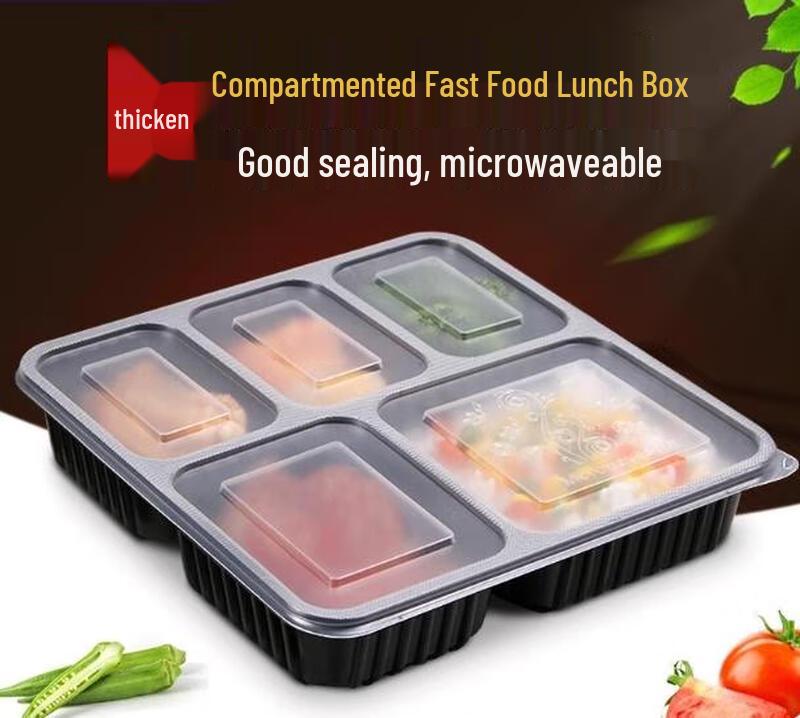 ZLIII 5-Compartment 1500ml Disposable Meal Boxes