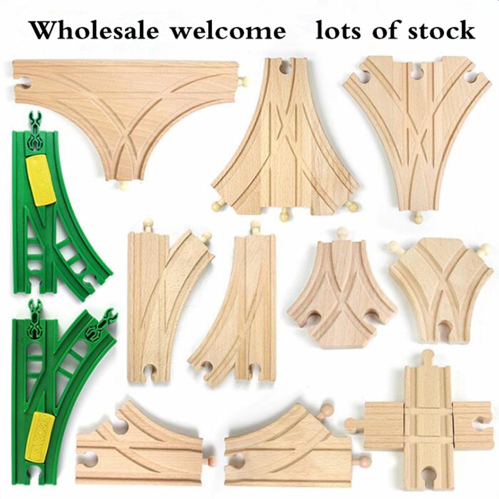 Wooden Railway Track Accessories Beech Wood Train Track Parts Compatible with Thomas and Major Brands Toys