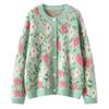Lazy Wind Loose And Thin Towel Embroidered Sweater Jacket For Women'S Autumn And Winter New Flower Round Neck Knitted Thickened Cardigan For Women