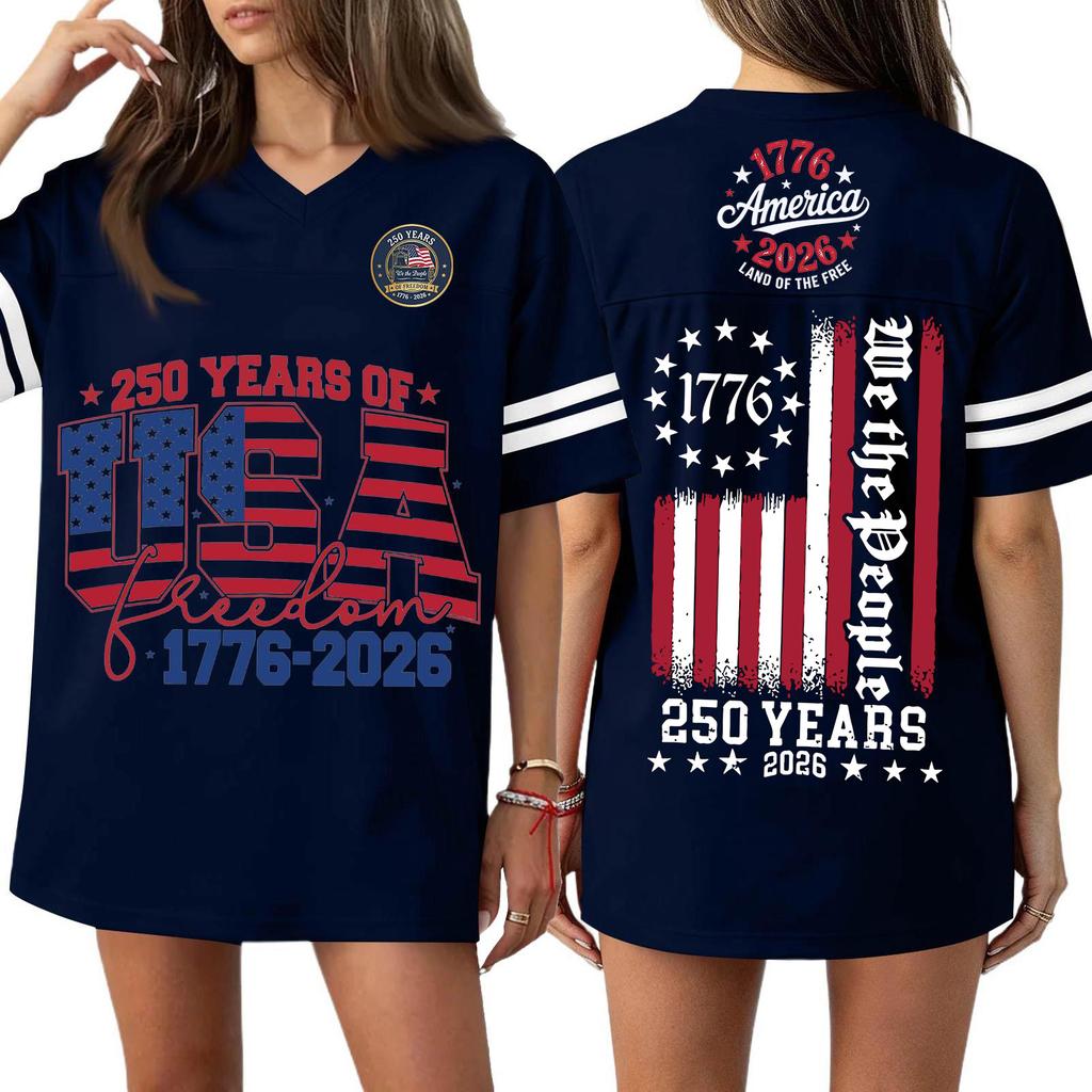 Women's Casual Fashion V-Neck Sports Independence Day Print Short Sleeve Sports T-Shirt Top