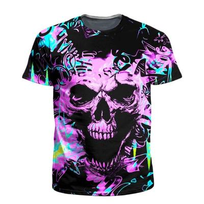 Herren 3D T-Shirt Modisch Cool Tier Schädel Print Atmungsaktiv Sommer Rundhals Kurzarm Lässiges Top
