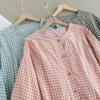 Neues Süßes Karomuster Babydoll-Top für Damen - Langärmlig, Gerafft, Einreihig, Lockere Passform, Vielseitiges Design