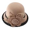 Hat Women's autumn and winter warm woolen hat Mom temperament dome hat Elegant retro mesh flower fashion hat