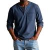 Men's Solid Color Distressed Button Collar Long Sleeve Tops Men's Casual Fashion Tops
