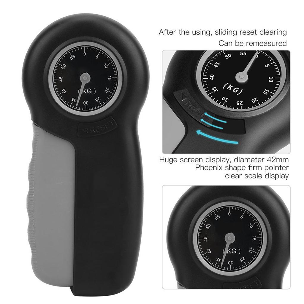 ABS Huge Screen Display Mechanical Wrist Strengthener Grip Force Gauge Hand Strength Measurement MeterBlack Gray