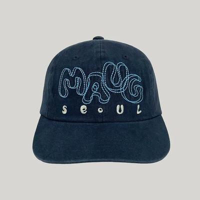 Poppy Stitch Washed Wide Ball Cap Navy