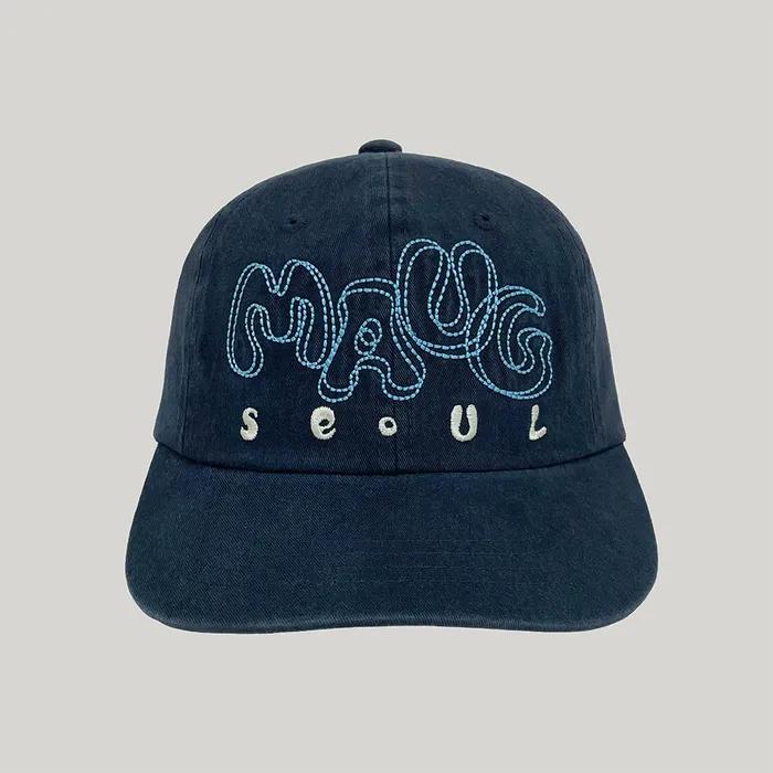 Poppy Stitch Washed Wide Ball Cap Navy