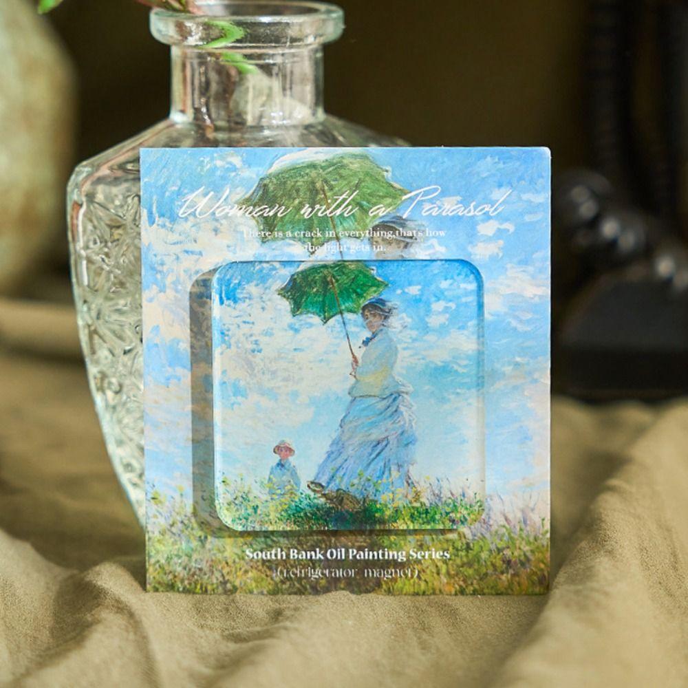 1/6PCS Oil Paintings Series Fridge Magnets Oil Paintings Theme 3D Refrigerator Magnets Acrylic Diy Fridge Decor Home Decoration