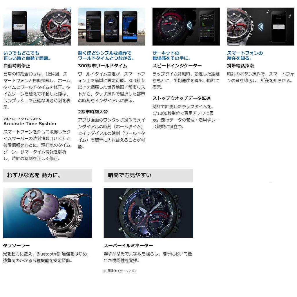 EDIFICE CASIO Casio Bluetooth Smartphone Linked Tough Solar Chronograph Calendar Analog Digital Black Business Watch Sports Watch Waterproof Smart
