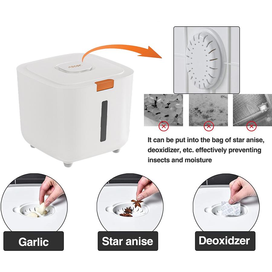 Airtight Moisture-Proof Rice Storage Container - 10L Multi-Purpose Kitchen Grain Dispenser for Dry Food, Cat & Dog Pet Food Orga