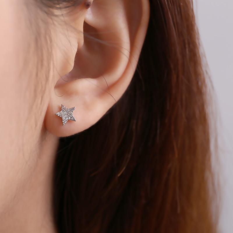 Irregular Diamond Five-pointed Star Earrings for Women Korean Style Small Fresh and Sweet Girl Fashion Earrings