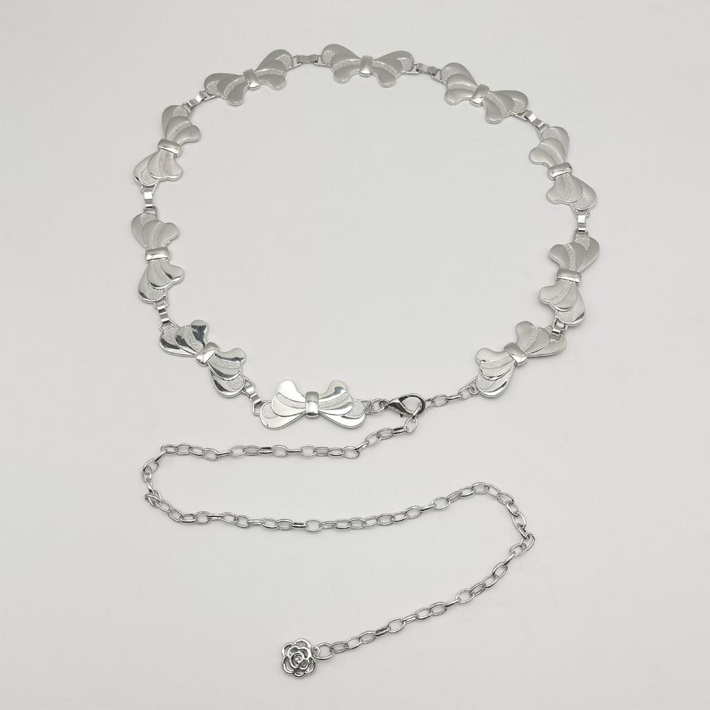 European & American Fashion Women's Metal Chain Waist Belt with Inlaid Pendant