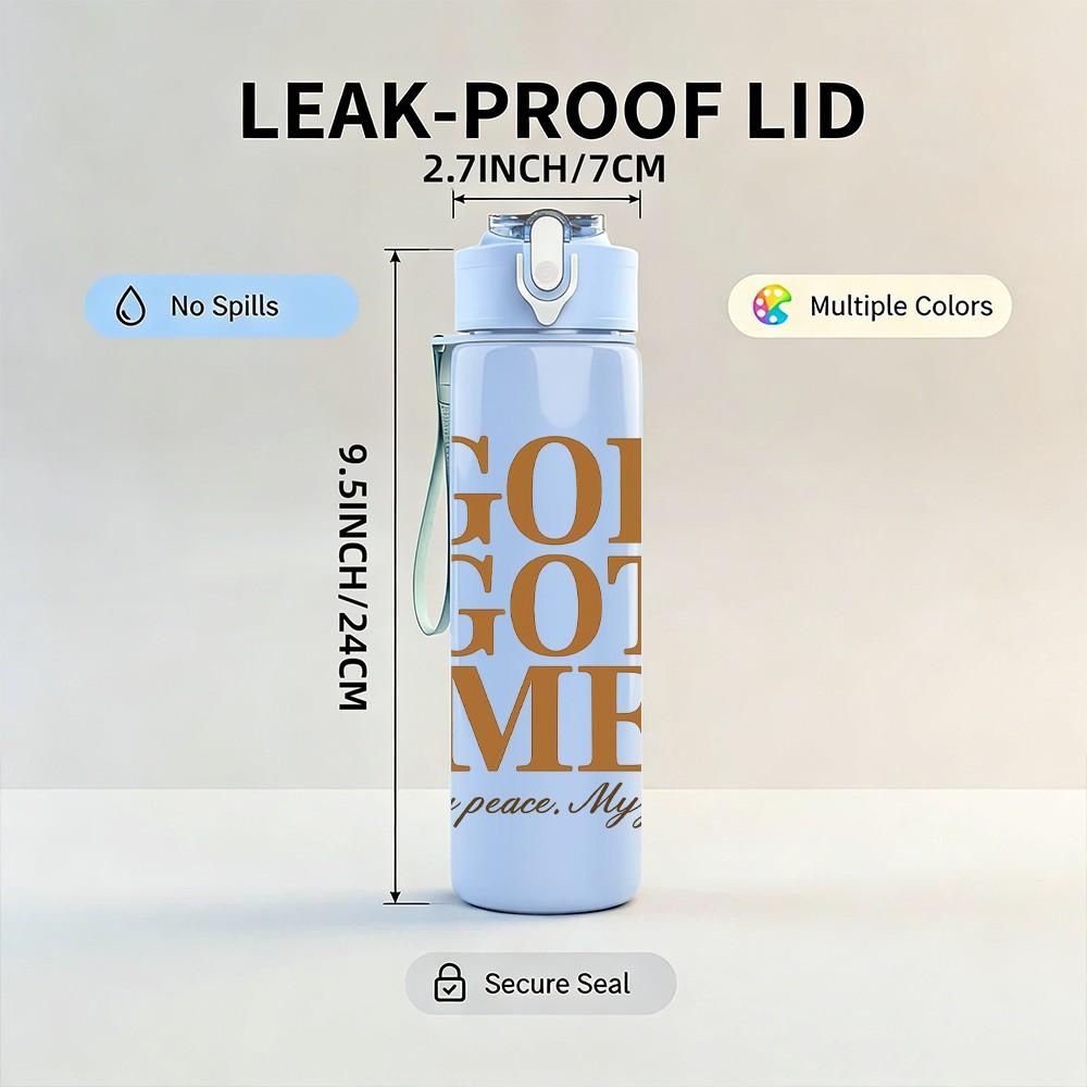 1PC God Got Me Faith Quote Print 750ml Color Plastic Sports Water Bottle Leakproof Flip Straw Lid Suitable for Sports Office Home Use