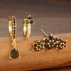 3PCS Gold Filled Flower Pendant Hoop Earrings Set for Women Stainless Steel Helix Rook Conch Tragus Stud Earring Fashion Jewelry