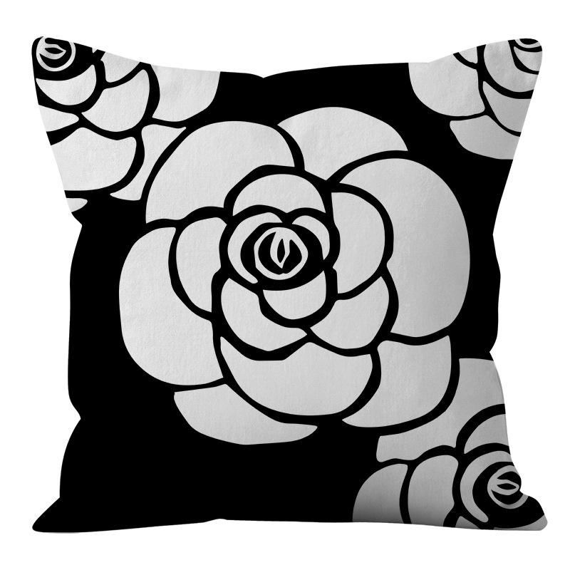 Nordic Ins Style Simple and Light Luxury Lines Black and White Plaid Pillow Case Pillow Lunch Break Pillow Sofa Cushion