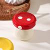 Decorative Dental Floss Dispenser Ceramic Mushroom Toothpick Holder, Cotton Swabs Container, Swab Container Storage Box for Home and Kitchen