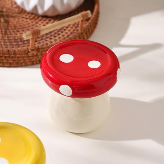 Decorative Dental Floss Dispenser Ceramic Mushroom Toothpick Holder, Cotton Swabs Container, Swab Container Storage Box for Home and Kitchen