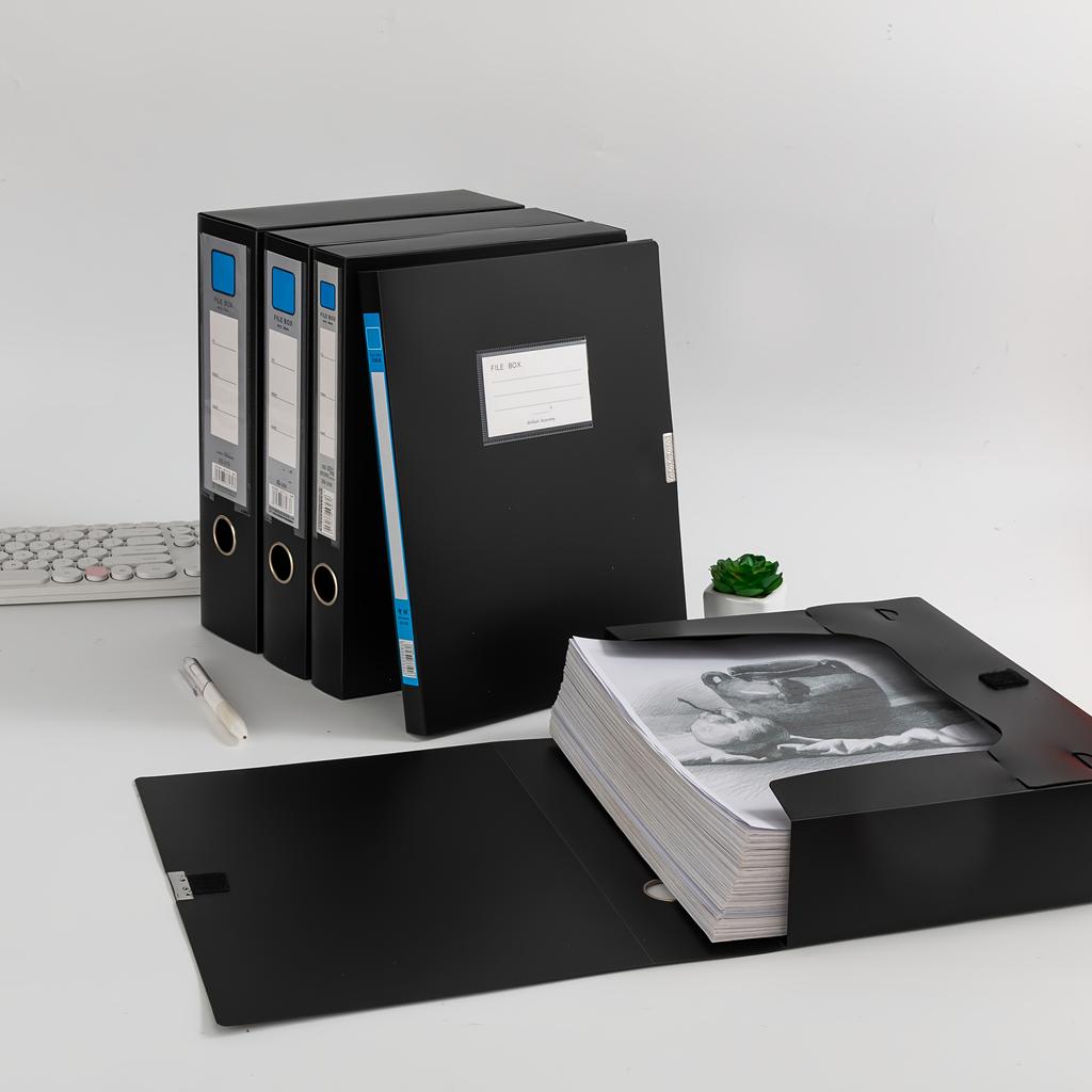 3pcs A4 File Organizer Boxes - Durable, Foldable Plastic Storage for Documents, Contracts, Accounting Receipts & Personnel Files