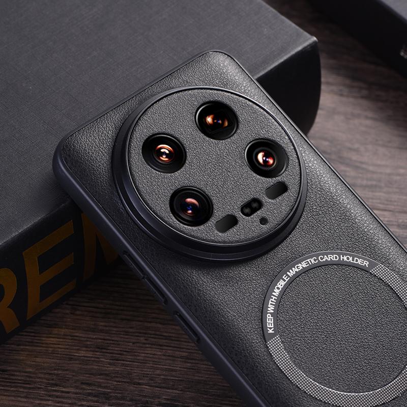 PU Leather Magsafe Case for Xiaomi 14 Ultra Magnetic Wireless Charging Shockproof Cover Shell for Xiaomi 14 14Pro 14Ultra