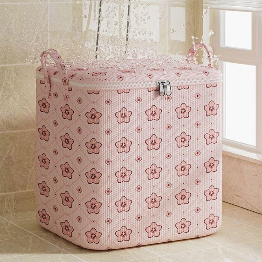 Cherry Blossom Pattern Clothes Quilt Storage Bag Non-woven Fabric Quilt Sorting Bag  Dormitory