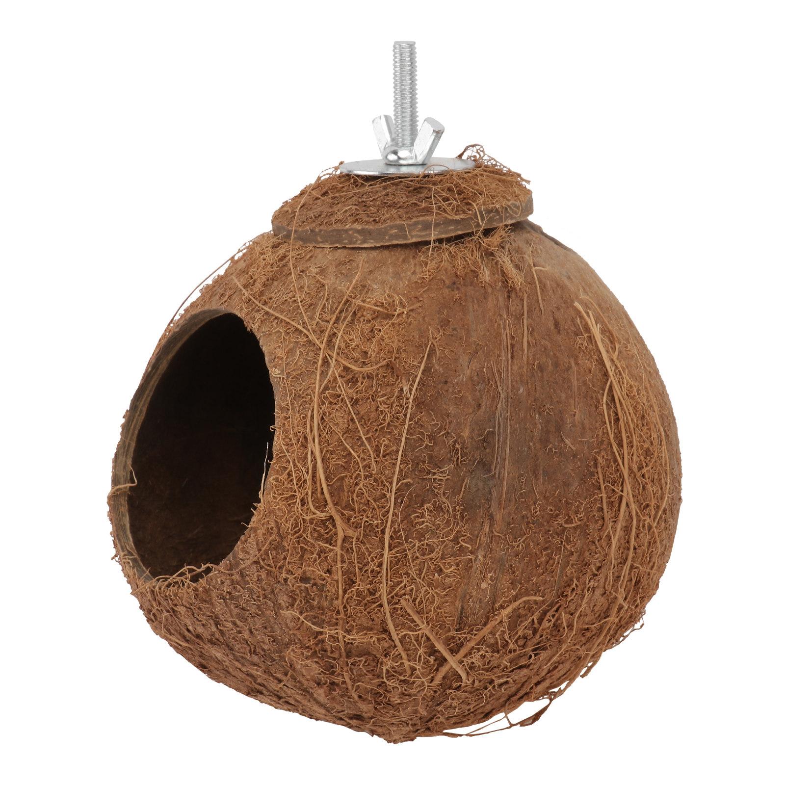 

Pet Parrot House Coconut Shell Bird Nest Toy Biting Plaything for Small Birds Natural Swing Hut