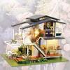 DIY Dollhouse Furniture Kits Wooden Modern Villa Lights Playset Creative Toy