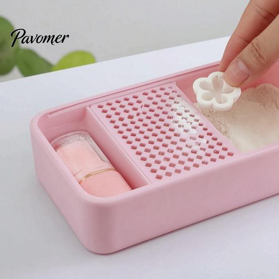 Pottery Anti-stick Tools Cornstarch Tapper Box for Polymer Clay, Powder Container with Clay Tool Case Removable Filter & Brush, Cutter Crafting