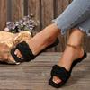 Summer Women's Square-toe Basket-Woven Sandals Flat Home Slippers