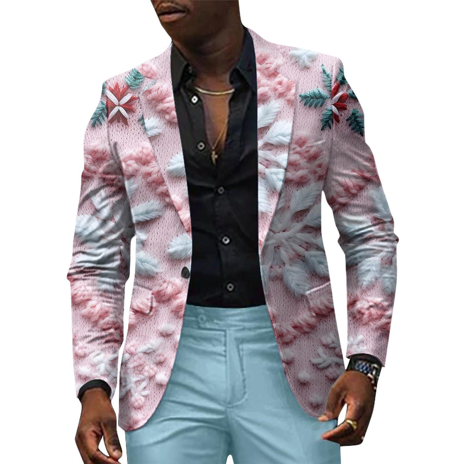 

Унисекс Зимние рождественские принты Пиджаки Унисекс Повседневная мода Куртки на пуговицах M