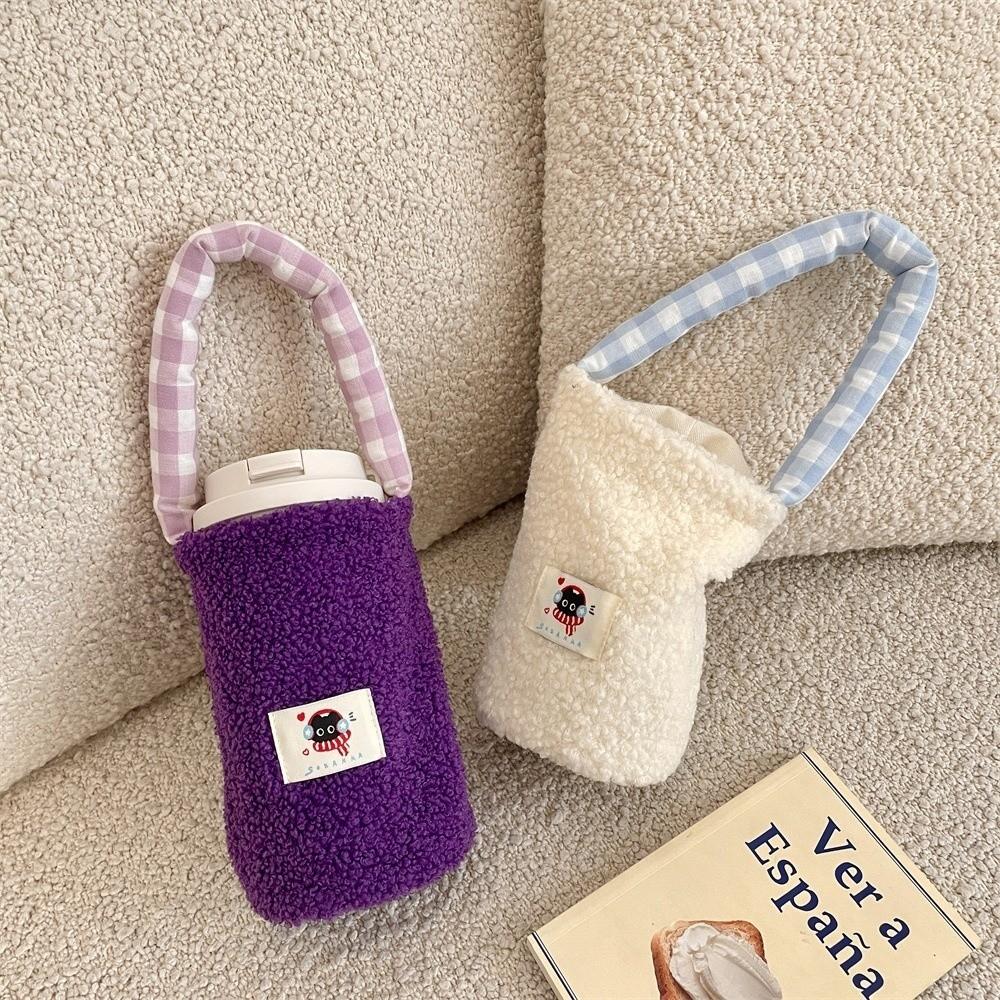 Fashion Protective Cover Water Bottle Bag Plaid Water Bottle Sleeve Portable Insulated Design Bottle Handbag Travel