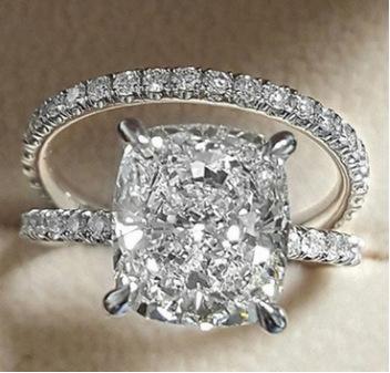 Couple Ring, Fashion Four-Claw Zircon Ring 2-Piece Ebay Jewelry No. 9