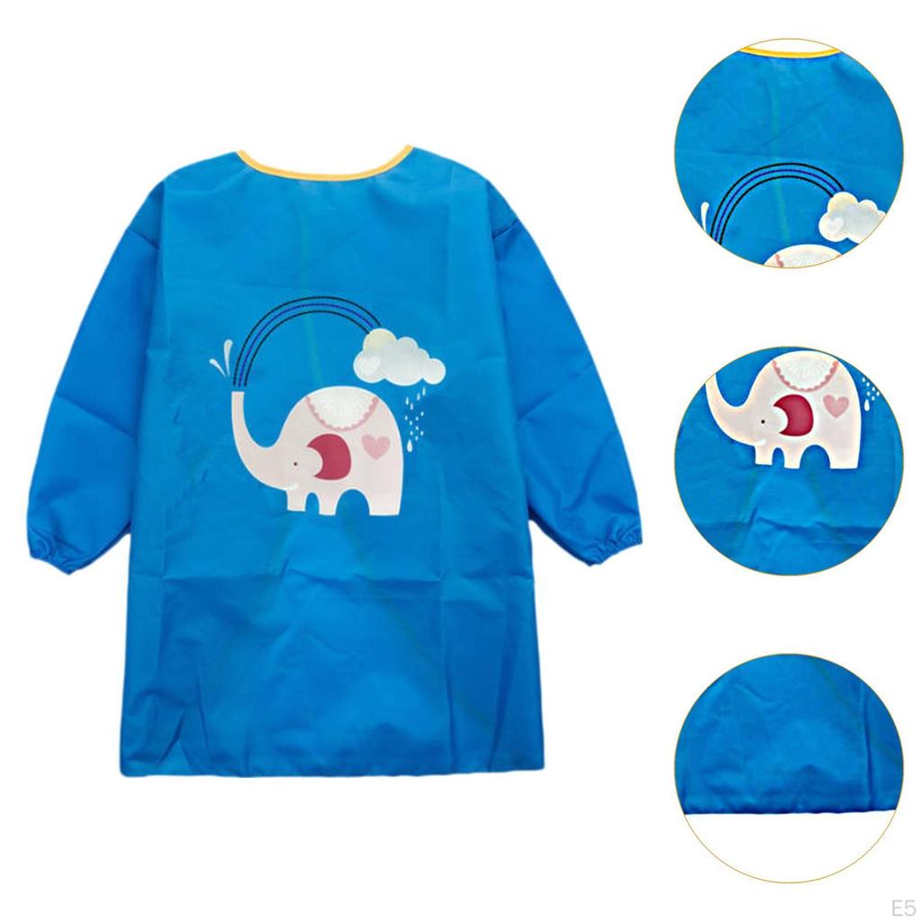 Children Art Smock Kids Apron Water Resistant Long Sleeves Feeding Bib Painting for