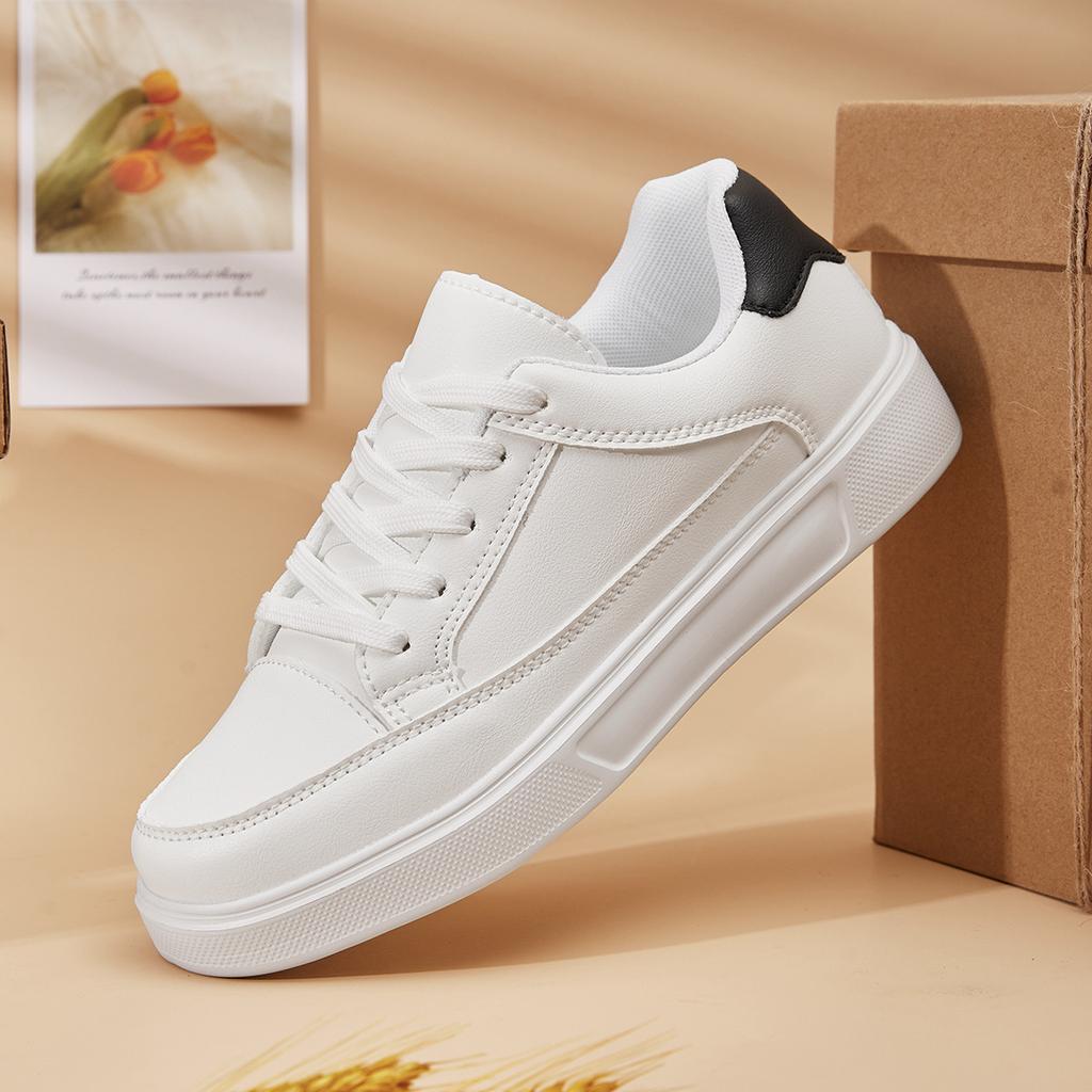 New little white shoes men's and women's versatile student sports flat-bottomed casual thick-soled heightening board shoes