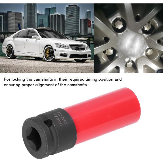 AMAKO 17Mmx6 Flower Design Lug Nut Remover Tool Red & Black Car Wheel Lug Nut Socket for, S Class W221, Cl, Aveo, Cruze, 1.6L 1.8L 16V Engines