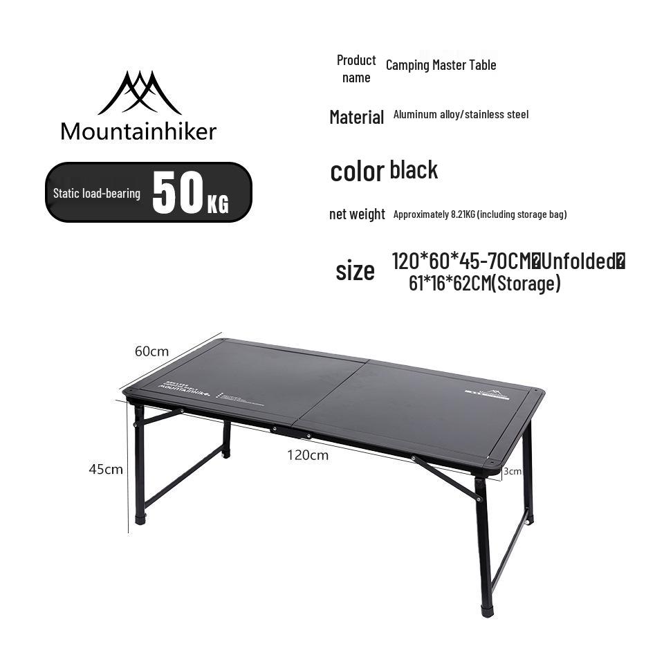 Mountain Guest Portable Folding Camping Table: Aluminum Alloy, Wide Desktop, Adjustable Height